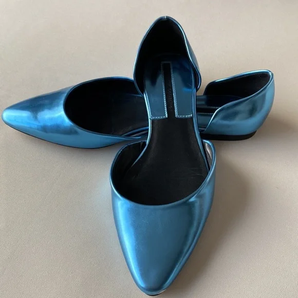 ZARA Shiny D'Orsay Flat Shoes In metallic blue - Picture 5 of 6